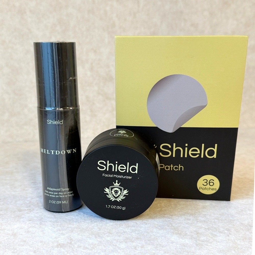 Shield Skin Skincare Set Meltdown Adapinoid Spray Moisturizer & Pimple Patches